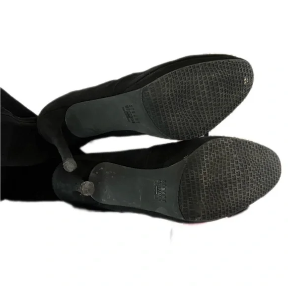 Stuart Weitzman Black Suede to the knee heeled sock boots. Size 9 💕 - Picture 3 of 4